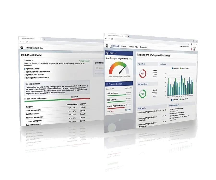 AceCMFAS backend study materials dashboard with quiz review and progress panels